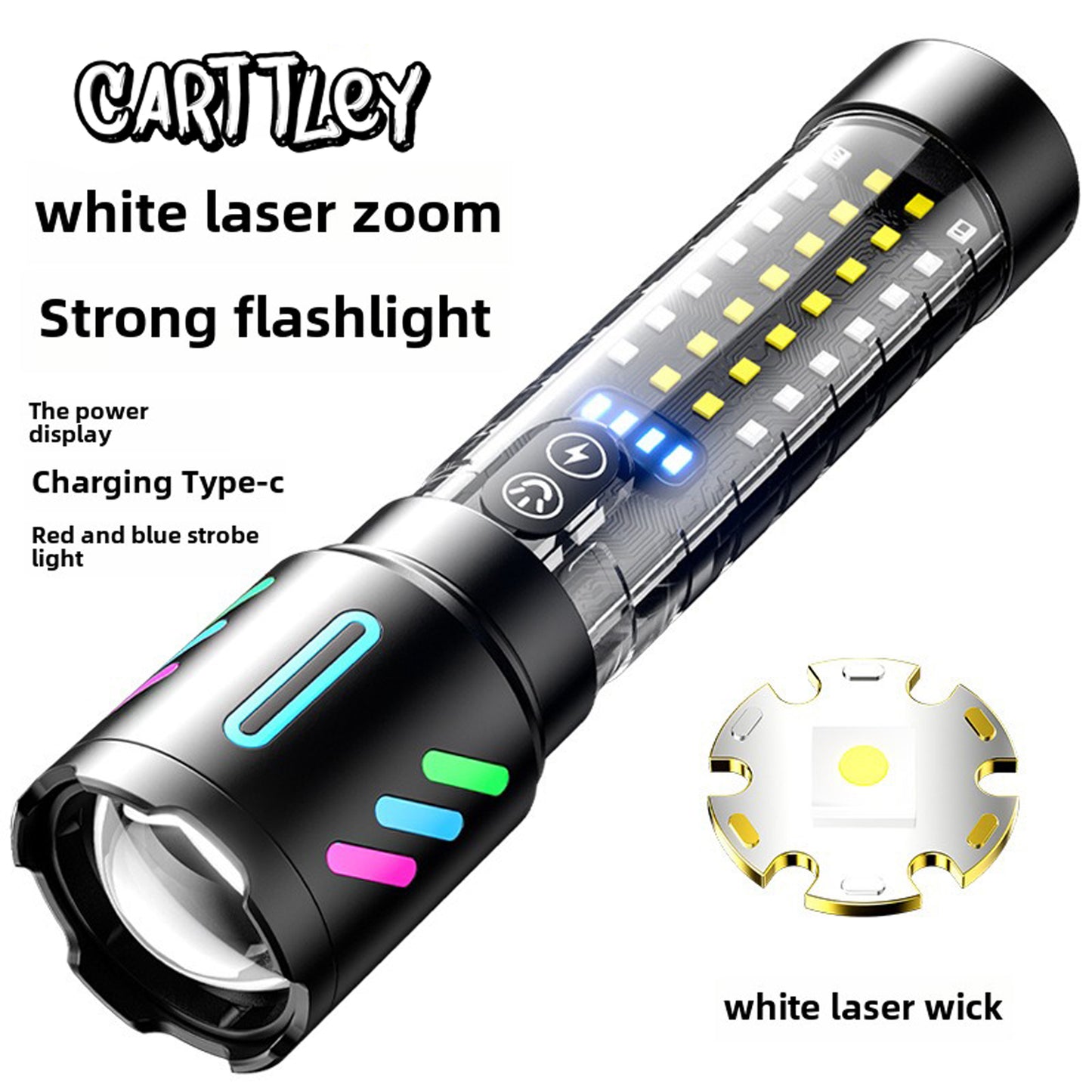 Rechargeable Flashlights High Lumens, 2,000,000 Lumens Handheld LED Flashlight 5 Modes, Zoomable, IPX6 Waterproof Powerful Tactical Flashlight for Emergencies, Camping, Hiking (Car519N)