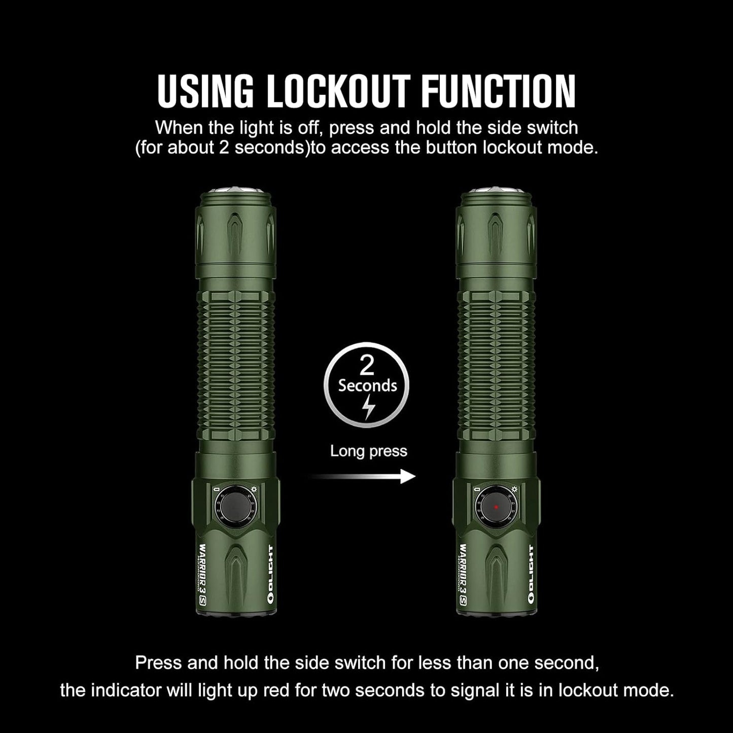 OLIGHT Warrior 3S 2300 Lumens Rechargeable Tactical Flashlight, Compact Dual-Switches LED Bright Light with Proximity Sensor, Powered by Customized Battery for Emergency, EDC and Searching (OD Green)