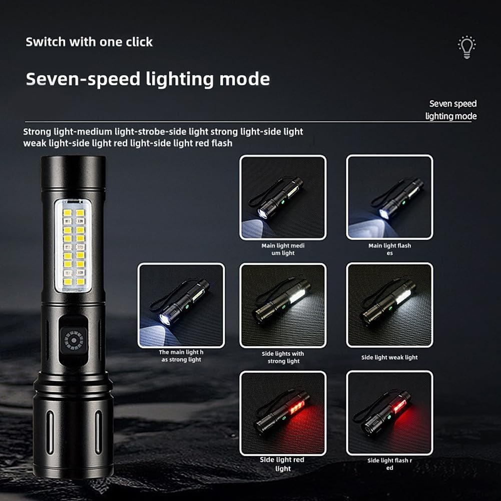 Rechargeable White Laser Super Battery Aluminum LED Flashlight, Body 100,000 Lumens, Tactical,Long Battery 5 Modes, Zoomable, Light Weight for Camping/Home/Outdoor (Car603)