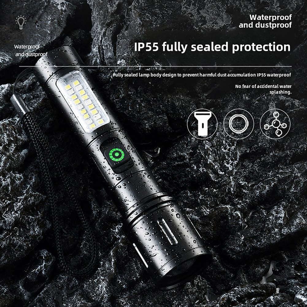 Rechargeable White Laser Super Battery Aluminum LED Flashlight, Body 100,000 Lumens, Tactical,Long Battery 5 Modes, Zoomable, Light Weight for Camping/Home/Outdoor (Car603)