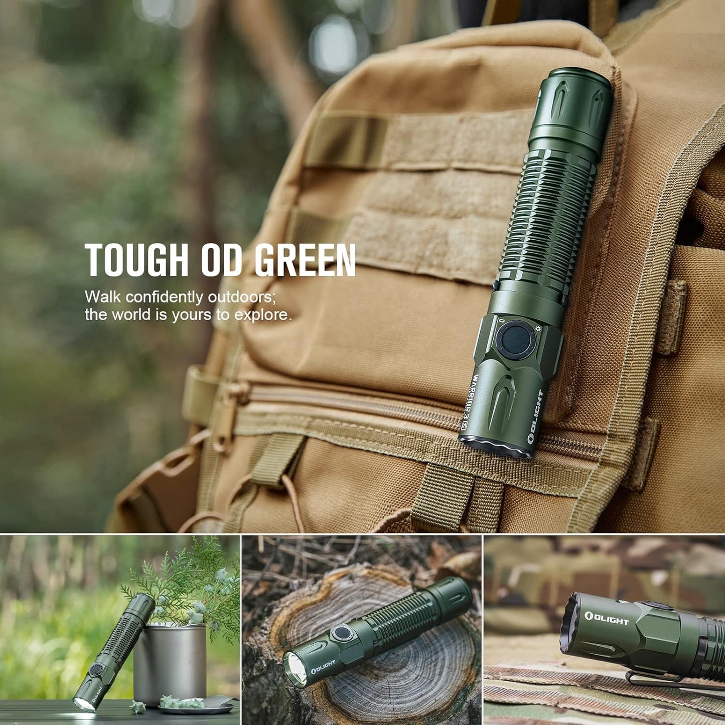 OLIGHT Warrior 3S 2300 Lumens Rechargeable Tactical Flashlight, Compact Dual-Switches LED Bright Light with Proximity Sensor, Powered by Customized Battery for Emergency, EDC and Searching (OD Green)