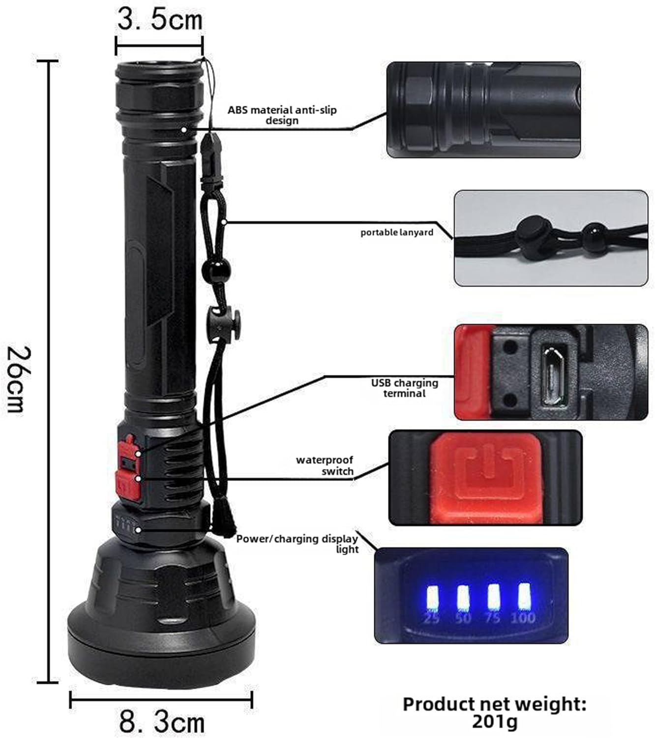 LED Flashlights -Camping Flashlights with High Lumens, 40 Hour, Zoomable Beam - Powerful, Bright, and Versatile Tactical Flash Light for Outdoor and Home Use (Car826)