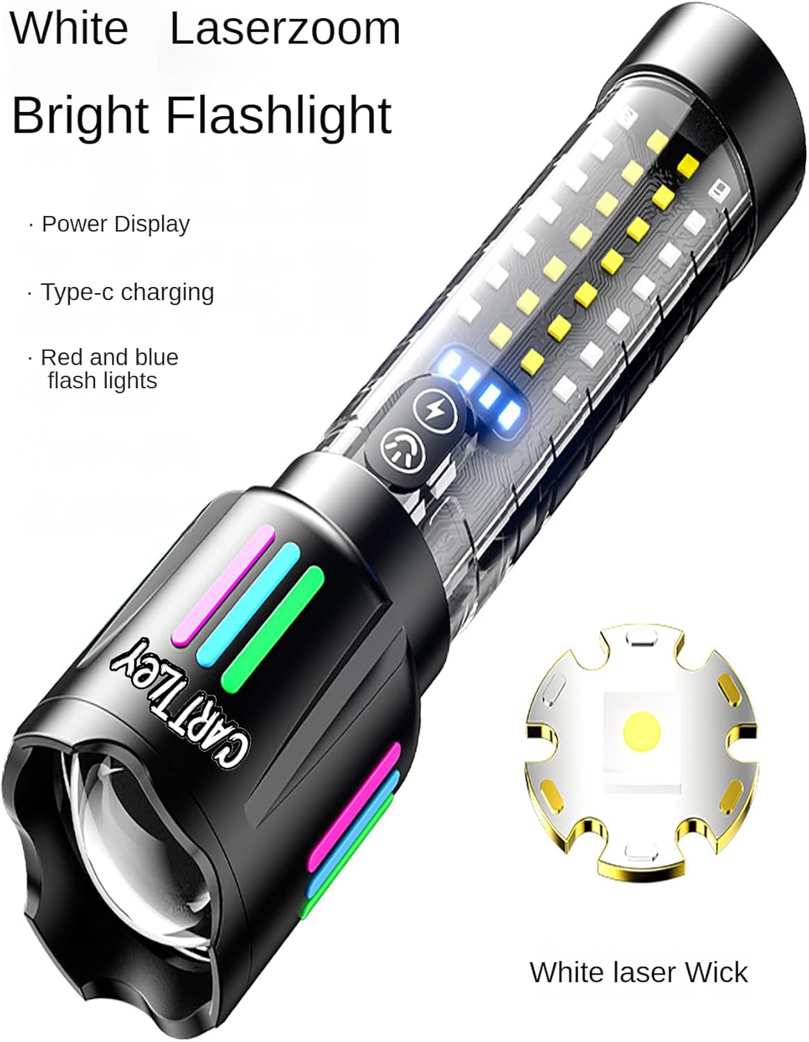 Rechargeable Flashlights High Lumens, 2,000,000 Lumens Handheld LED Flashlight 5 Modes, Zoomable, IPX6 Waterproof Powerful Tactical Flashlight for Emergencies, Camping, Hiking (Car519H)