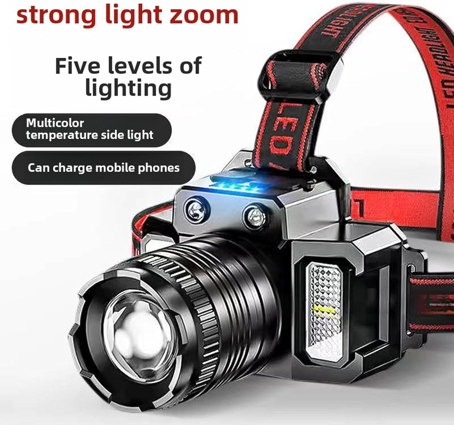 Rechargeable Flashlights High 20,000 Lumens 40 Hours 180° LED Headlamp Flashlight 4 Modes IPX4 Waterproof 9000mAh Powerful Headlamp USB Type-C Cable for Emergencies, Camping, Hiking (CarFF51)