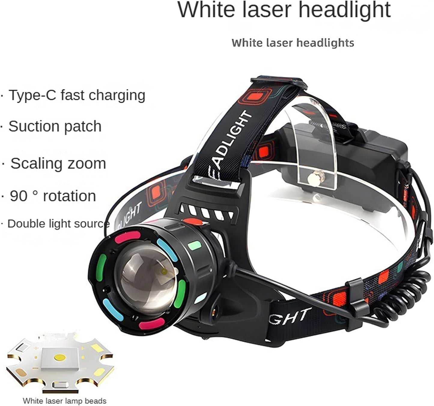 Rechargeable LED Headlamp, 150000 Lumens Super Bright 60H Headlamp Flashlight Motion Sensor, 4 Modes, 90°Adjustable, IPX6 Waterproof Head Lamp Camping, Running, Climbing, Hiking (CarSQ12-2)